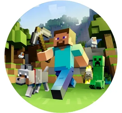 Minecraft – Steve v běhu s creeperem – jedlý obrázek na dort