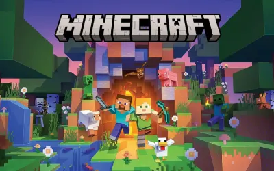 Minecraft – Steve a Alex v akci – jedlý papír na hranatý dort