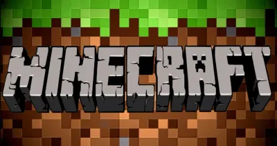 Minecraft – velké logo na trávě – jedlý papír na hranatý dort