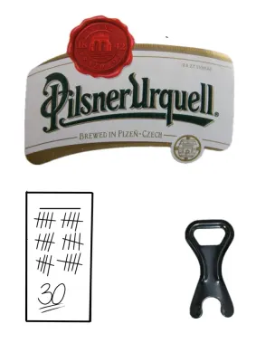 Pilsner – Plzeň – Pivo – logo a otvírák – jedlý papír na hranatý dort