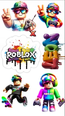 Roblox – barevné výřezy s logem – jedlý papír na hranatý dort