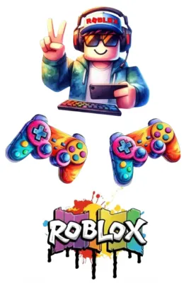 Roblox – výřezy s ovladači – jedlý papír na hranatý dort