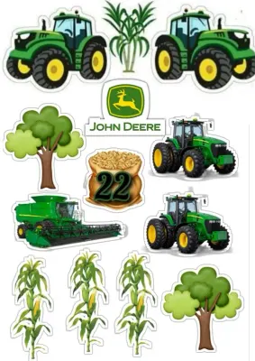 Traktor – výřezy John Deere – jedlý papír na hranatý dort