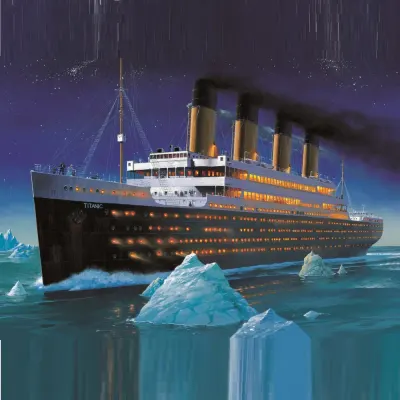 LOĎ – Titanic – tvar čtverec – jedlý papír na hranatý dort
