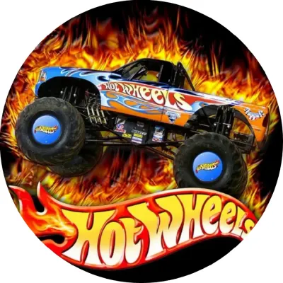 Hot Wheels – monster truck v plamenech – jedlý obrázek na dort