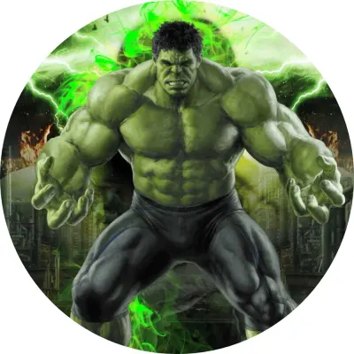 Hulk – filmový v zelené záři – jedlý obrázek na dort