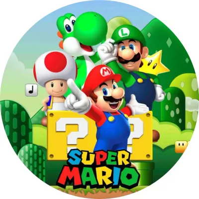 Super Mario – Mario, Luigi a Yoshi s kostkami – jedlý obrázek na dort