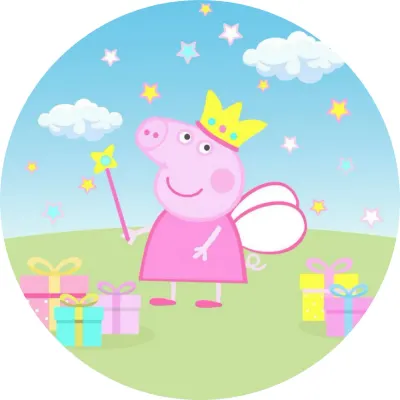 Prasátko Peppa – víla s korunkou – jedlý obrázek na dort