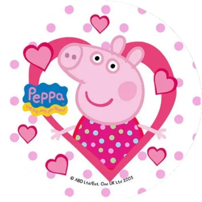 Prasátko Peppa – v srdíčku – jedlý obrázek na dort