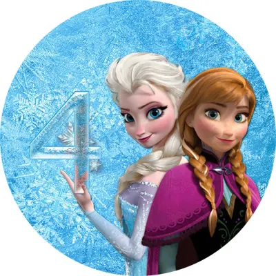 Frozen s číslicí 4 – jedlý obrázek na dort