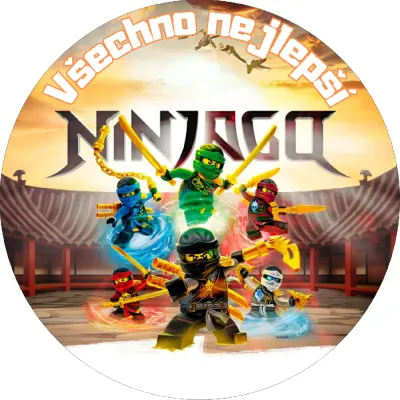 Lego Ninjago Všechno nejlepší – jedlý obrázek na dort