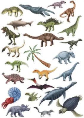 Dinosauři – druhy dinosaurů – jedlý papír na hranatý dort