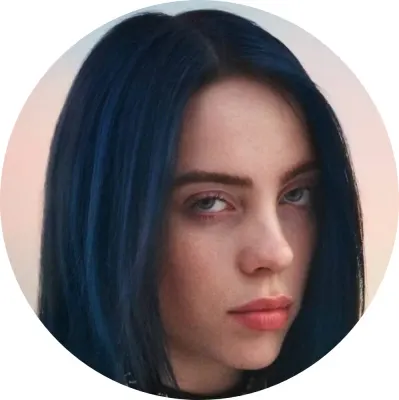 Billie Eilish – modré vlasy – jedlý obrázek na dort