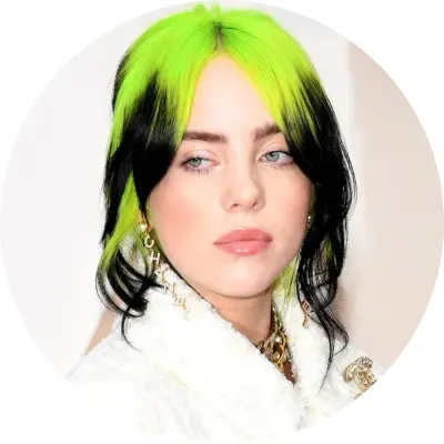Billie Eilish – zelené vlasy – jedlý obrázek na dort