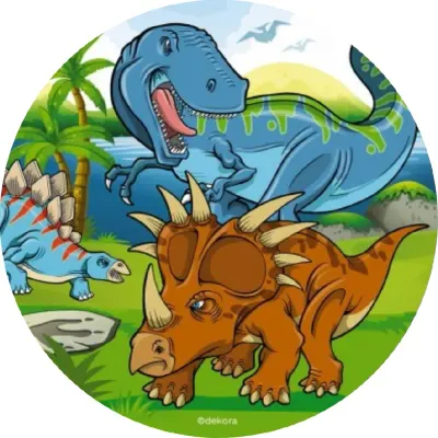 Dinosauři – kreslený triceratops – jedlý obrázek na dort