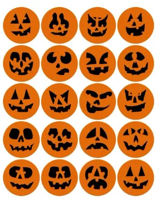 Halloween Dýně – 24 dýní – jedlý papír na hranatý dort