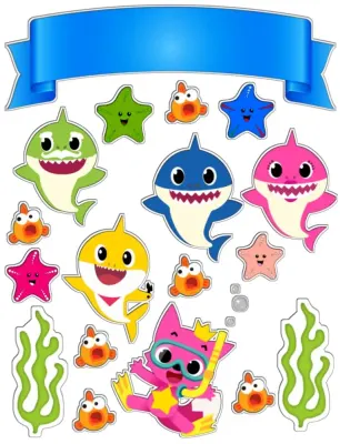 Baby Shark – jedlý papír na hranatý dort