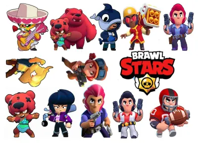 Brawl Stars – výřezy celé party – jedlý papír na hranatý dort