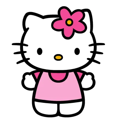 Hello Kitty – s kytičkou na bílém – jedlý obrázek na dort