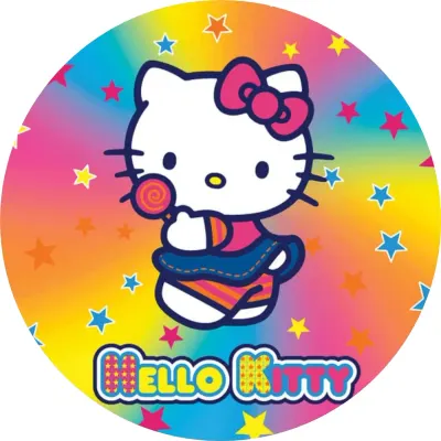 Hello Kitty – na duhových hvězdách – jedlý obrázek na dort