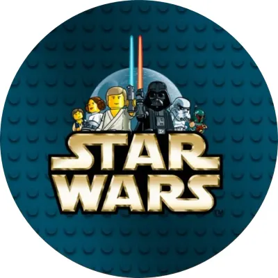 Lego – Star Wars – logo na tmavě modrém – jedlý obrázek na dort