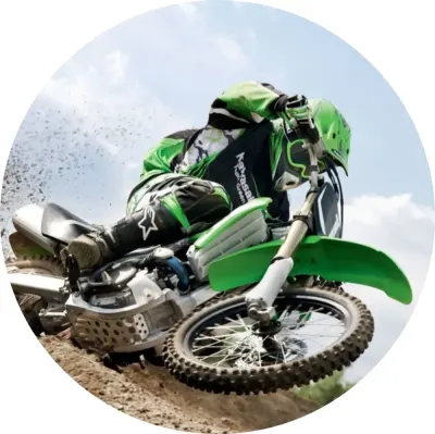 Motorka – zelený motokros – jedlý obrázek na dort