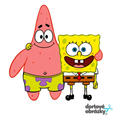 Spongebob – s Patrikem na bílém – jedlý obrázek na dort