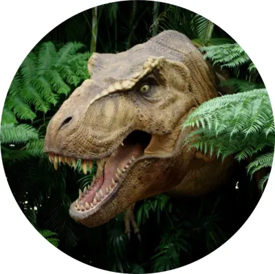 Dinosaur – tyranosaurus v džungli – jedlý obrázek na dort