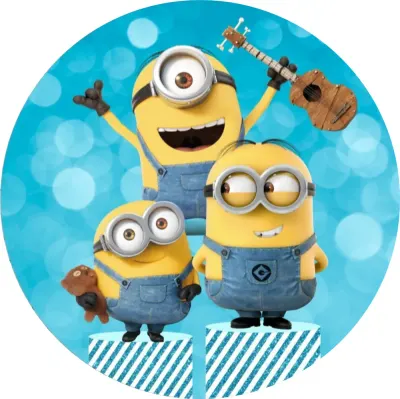 Mimoni – s ukulele na modrém – jedlý obrázek na dort