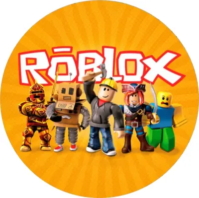 Roblox – parta na oranžovém – jedlý obrázek na dort