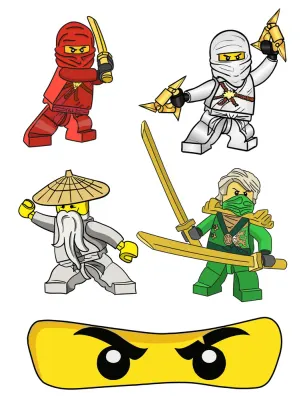Lego Ninjago – výřezy s maskou – jedlý papír na hranatý dort