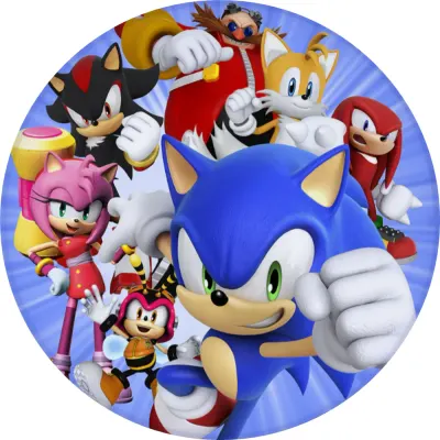 Sonic – celá parta s Amy – jedlý obrázek na dort