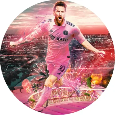 Lionel Messi – v růžovém dresu v akci – jedlý obrázek na dort