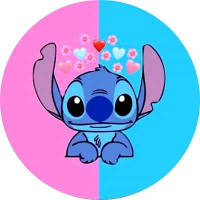 Lilo a Stitch – zamilovaný na růžovo-modrém – jedlý obrázek na dort