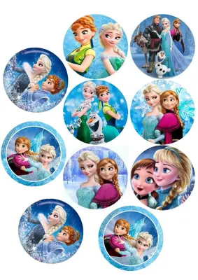 Frozen – 12 koleček se sestrami – jedlý papír na hranatý dort