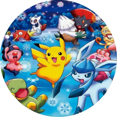 Pokémon – zimní Pokémoni a Glaceon – jedlý obrázek na dort