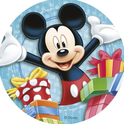 Mickey Mouse – Dárky – jedlý obrázek na dort