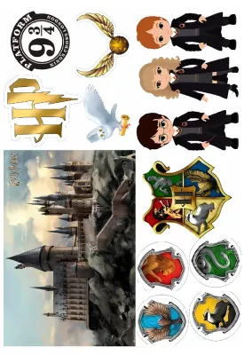 Harry Potter – mix – jedlý papír na hranatý dort