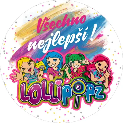 Lollipopz Vše nejlepší jedlý papír na dort i cupcakes – kreslené s nápisem – jedlý papír na cupcakes