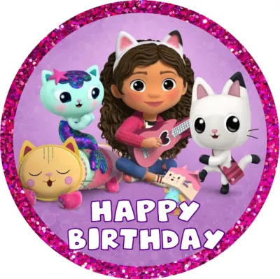 Gábinin Kouzelný Domek – Happy Birthday s kytarou – jedlý obrázek na dort