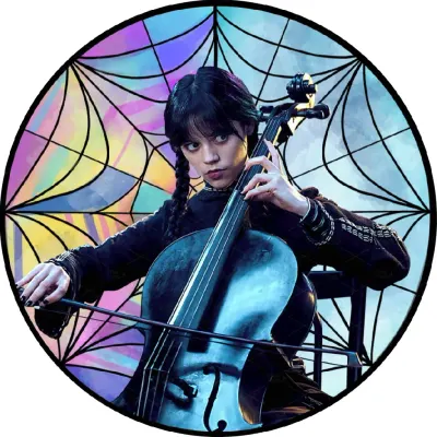 Wednesday – hra na violoncello – jedlý obrázek na dort