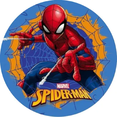 Spiderman – logo Marvel a pavučina – jedlý obrázek na dort