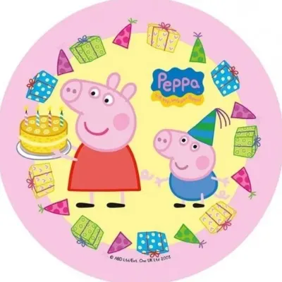 Prasátko Peppa – Narozeniny – jedlý obrázek na dort