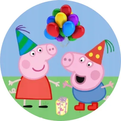 Prasátko Peppa s Balonky – jedlý obrázek na dort
