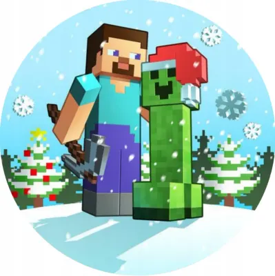 Minecraft – Vánoční – jedlý obrázek na dort