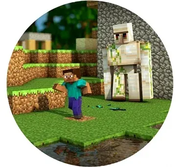 Minecraft – Steve a železný golem – jedlý obrázek na dort