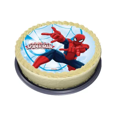 Spiderman – skok na modrém pozadí – jedlý obrázek na dort