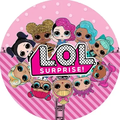 L.O.L. Surprise (LOL) – panenky s logem na růžovém – jedlý obrázek na dort