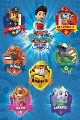 Paw Patrol aneb Tlapková patrola – štíty s pejsky – jedlý papír na hranatý dort