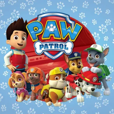 Paw Patrol aneb Tlapková patrola Čtverec – Ryder a logo na tlapkách – jedlý papír na hranatý dort